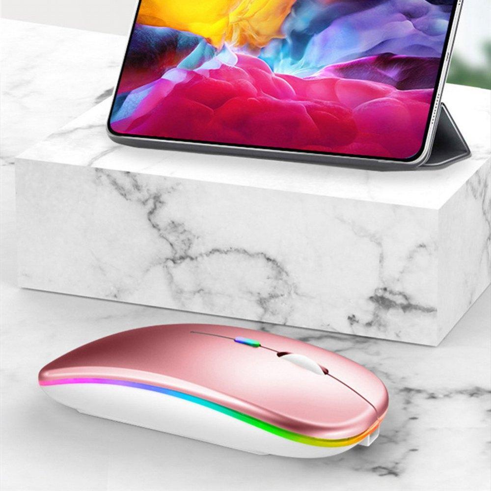 2.4G & Bluetooth 5.0 LED Wireless Mouse, Super-Slim Rechargeable Wireless Silent Mouse, with USB Receiver and Charging Cable