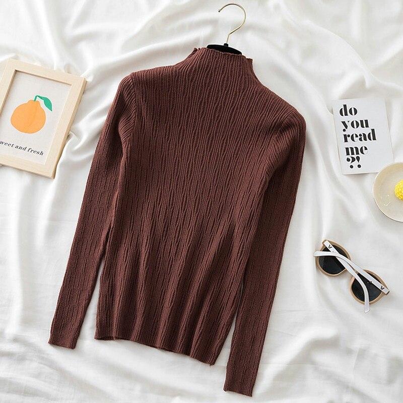 Pulovr s polovičním rolákem Pletený svetr Dámský Podzimní a zimní Top s dlouhým rukávem Svetr Ležérní Jednoduchý Jednobarevný Svetry 28904