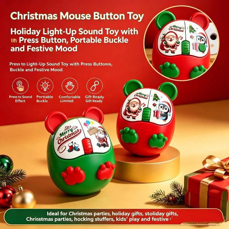 Christmas Mouse Shaped Fidget Keychain Cartoon Keys Button Squeeze Music Keychain Diy Relief Stress Keychain Pass The Time