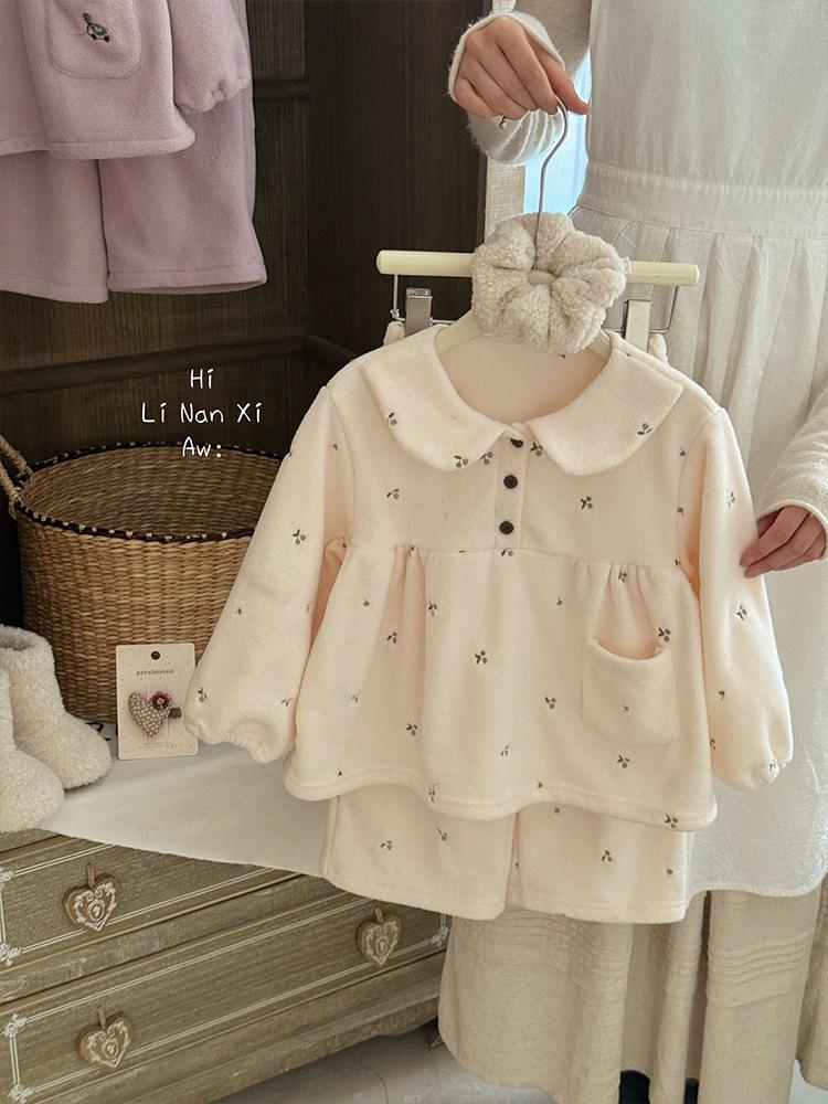 

88356 Girls Aoli Velvet Winter Pajama Set 2025 - Warm Homewear for Small and Medium Baby Girls 130cm бежевый