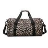 Large Capacity Leopard Print Travel Duffel Bag with Multiple Compartments, Shoe Compartment, Durable Nylon Casual Sports Gym Bag for Women