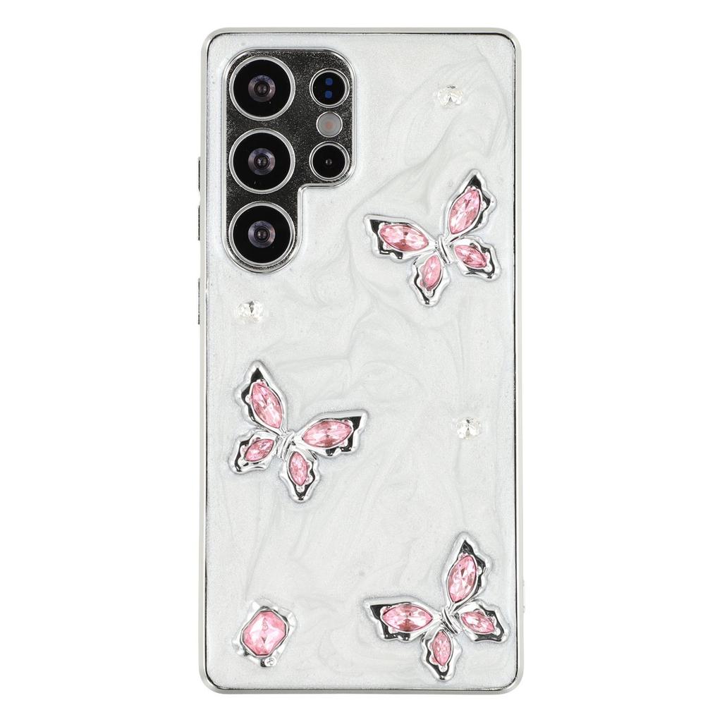 For Samsung Galaxy S23 Ultra Case Electroplated Epoxy Metal Decor TPU + Acrylic Phone Cover Precise Cutouts