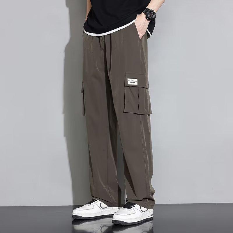 

Ice Silk Overalls Men s Summer New Wide Leg Straight High Loose Large Size Fashion Casual Pants 5XL