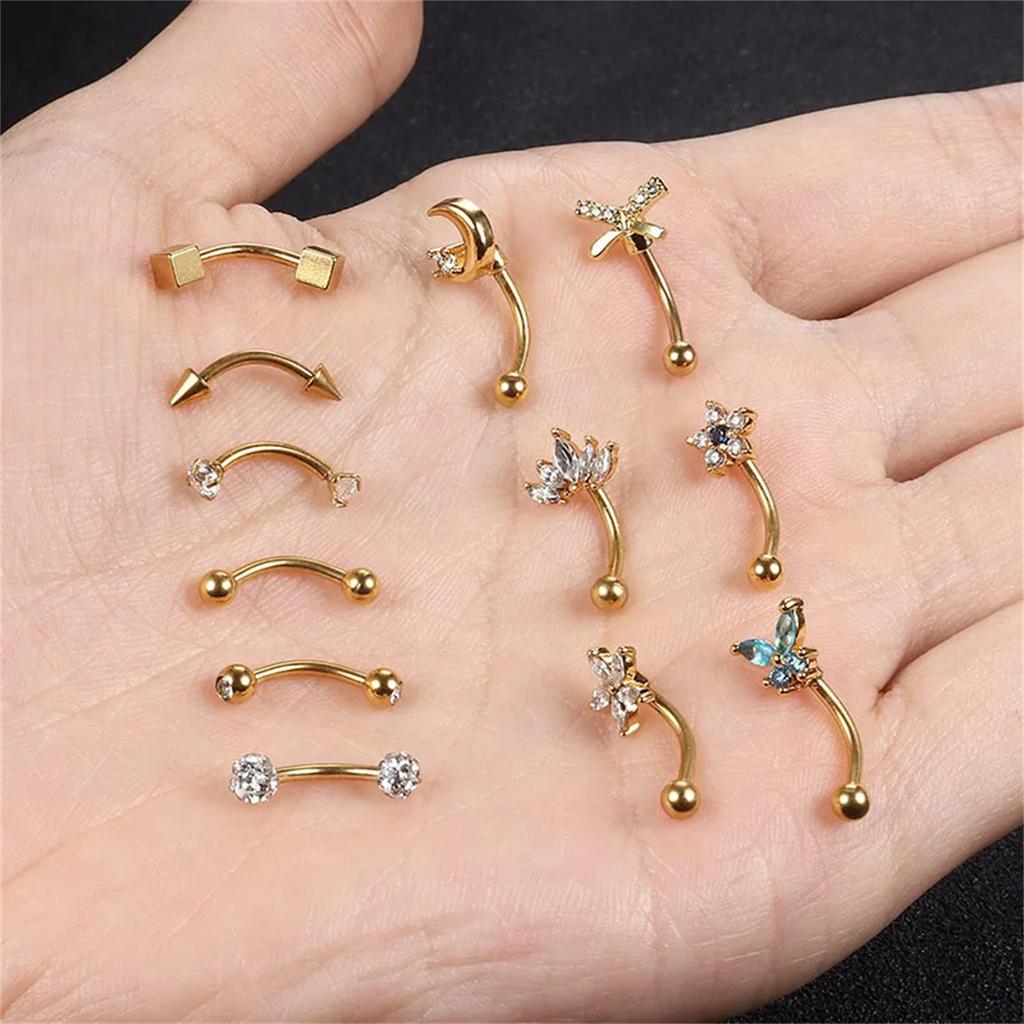 1Pc 16G Curved Barbell Piercing Jewelry for Eyebrow Lip Daith Tragus Helix Rook Cartilage Earring