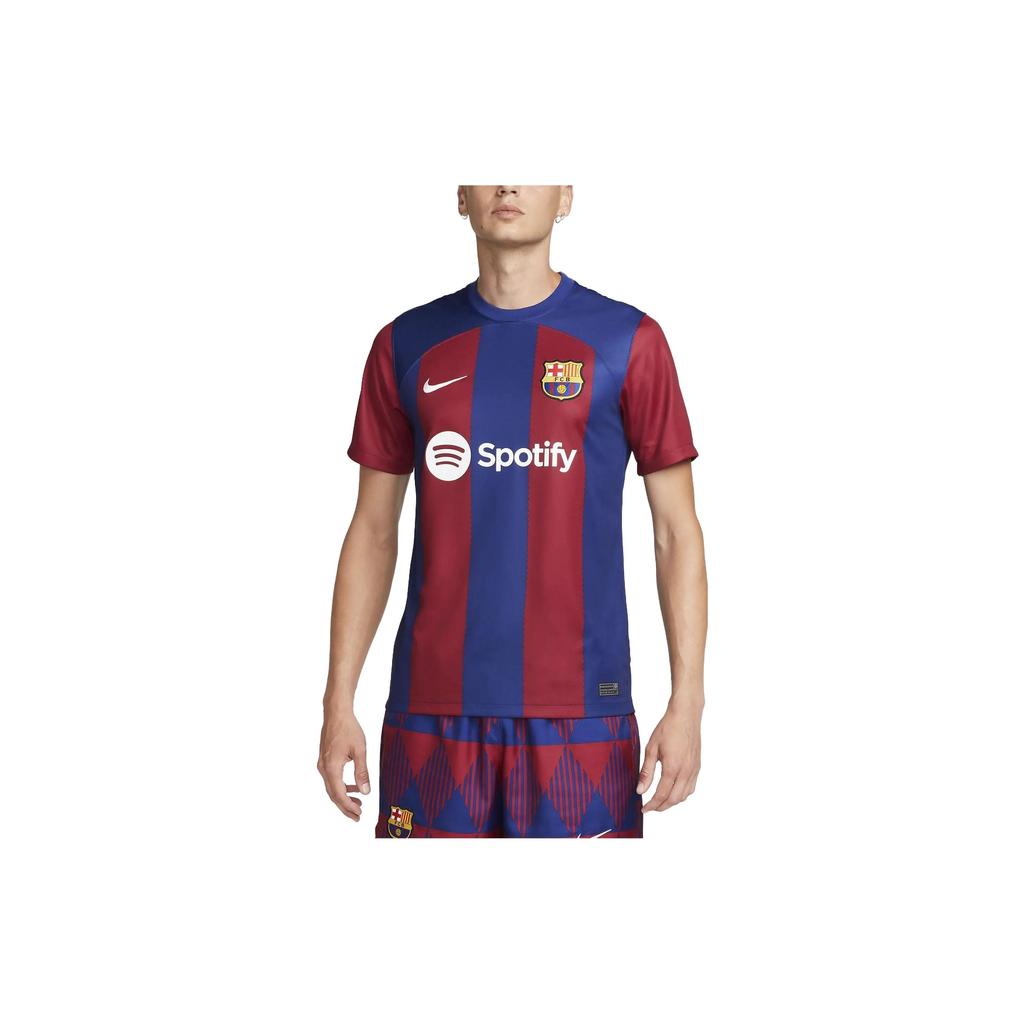Nike FC Barcelona 23/24 Home Stadium Jersey with Printed Logo and Striped Pattern Men Jersey Blue DX2687-456