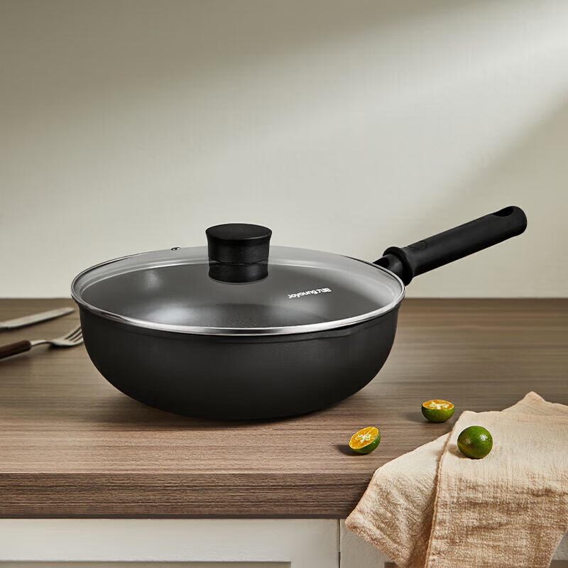 Joyoung 28cm Non-Stick Flat-Bottom Wok with Lid