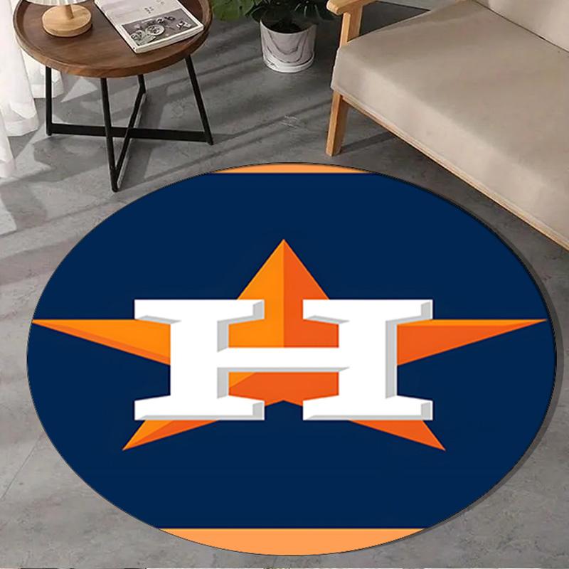 Neon Lights Houston Logo Round Rug for Livingroom,Bedroom, Palyroom, Chair Rug, Area rug, Circle Carpet, Large Size Fan Christmas gift