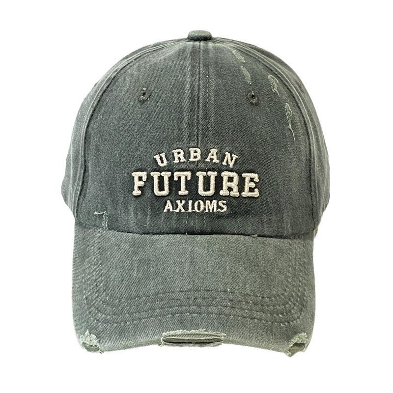 Retro Old Baseball Hat Men and Women American Washing Ripped Letters Baseball Cap Showing Face Small Sun Hat