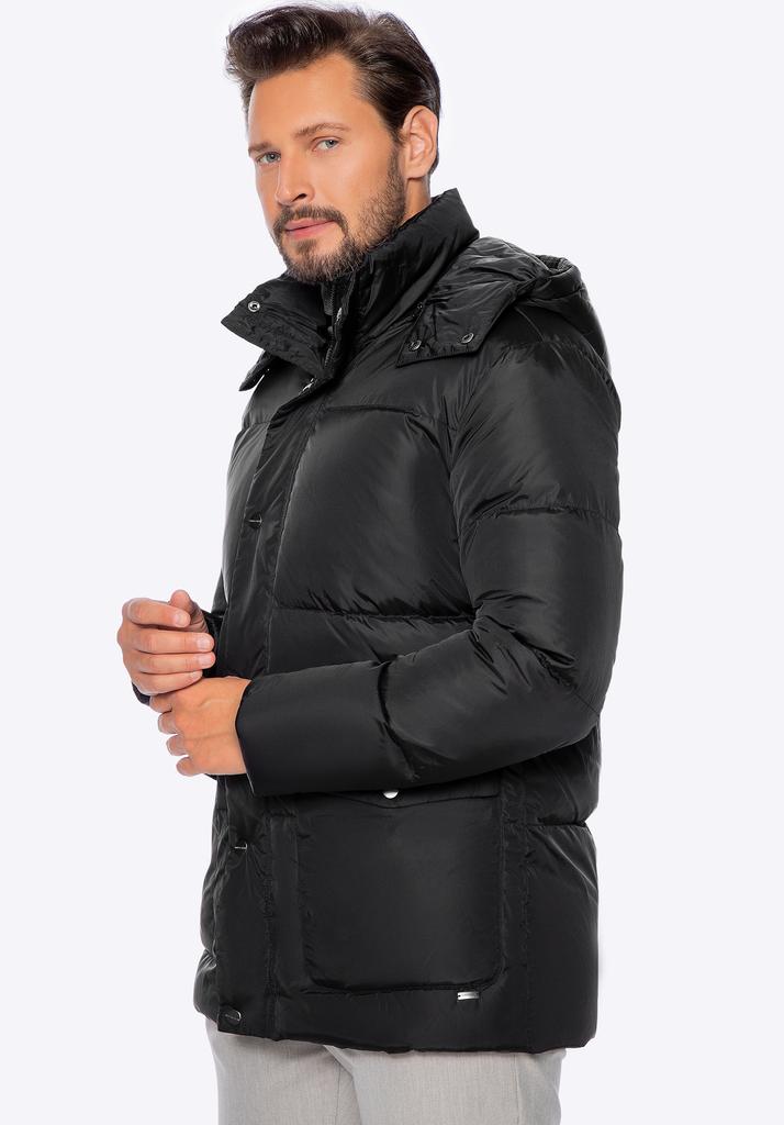 Wittchen Herren Stepp-Daunenjacke mit Kapuze, Schwarzes Nylon