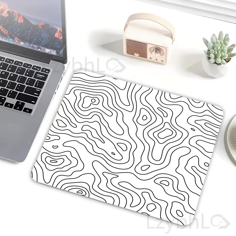 Black White Fluid Mouse Pad Square Multiple Sizes Computer Office Game Table Mats Rubber Anti-slip Mousepad Small Decor Desk Mat