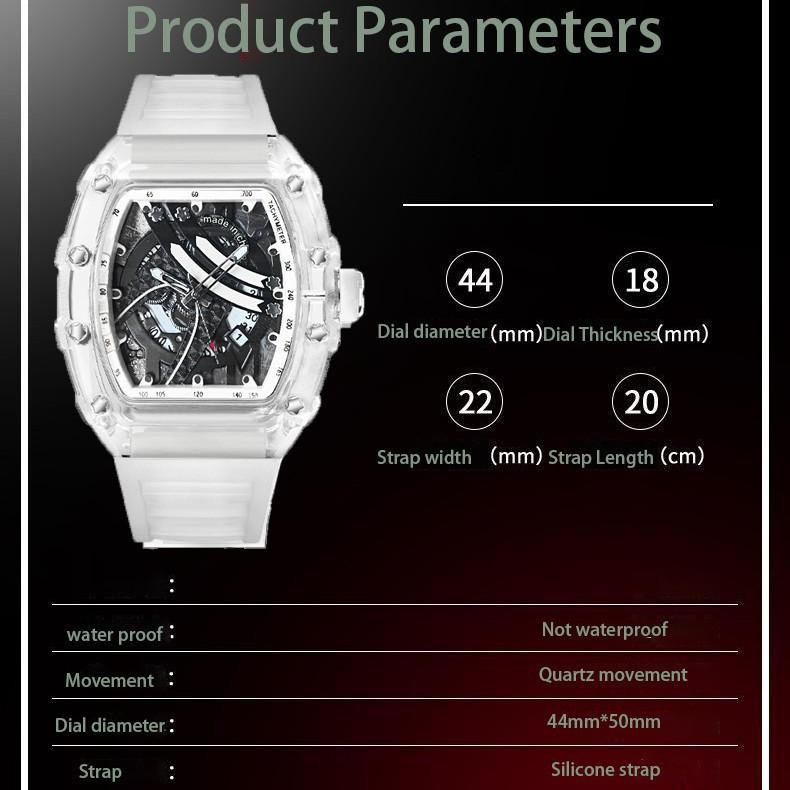 Casual Fashion High-End Automatic Quartz Luminous Waterproof Barrel-Shaped Men'S Watch Two