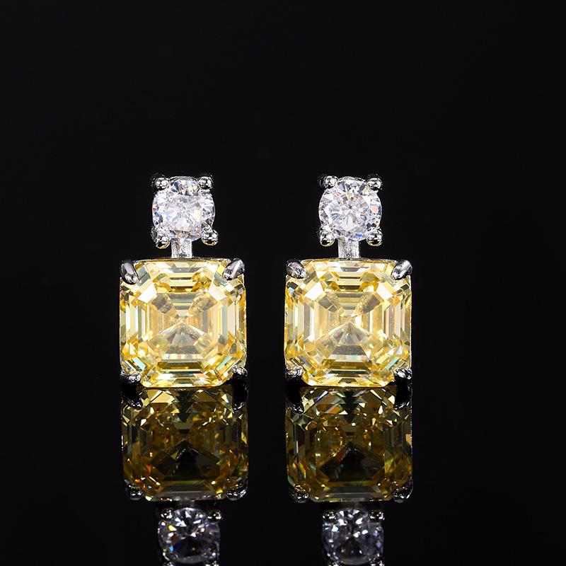 Schmuck Simulation Pagoden Schliff Prinzessin Quadrat Gelber Diamant Rosa Diamant Set 10 * 10-8 * 8