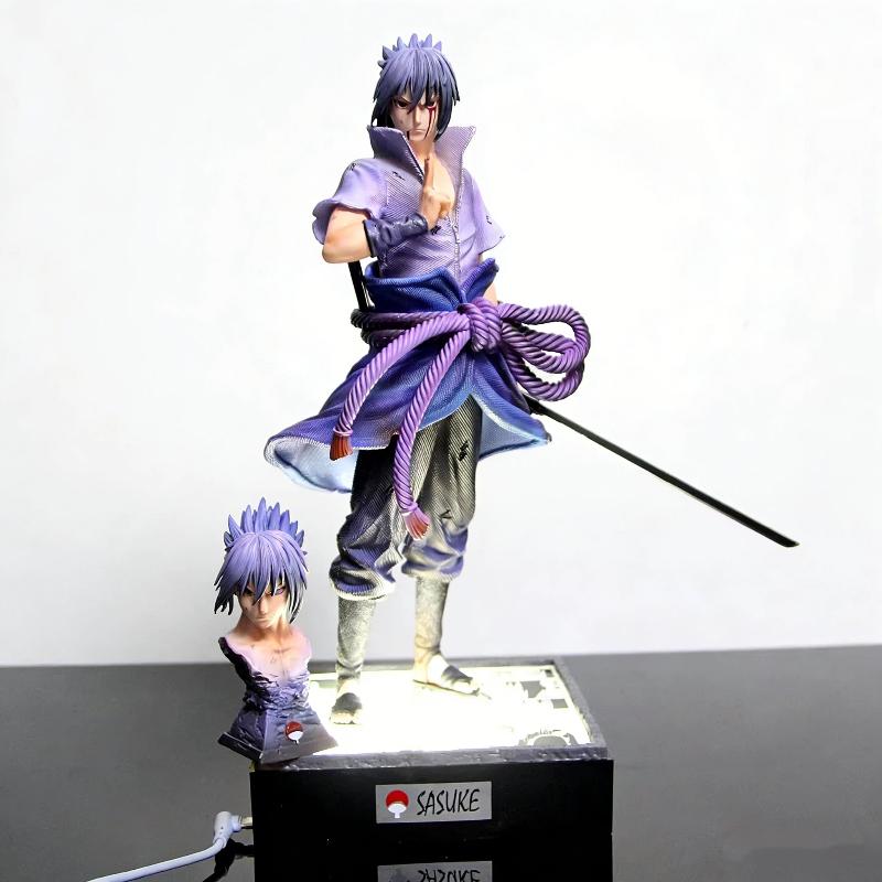 5 Styles Anime Naruto Figure Uchiha Sasuke Light Up Figure Scene Base Ninja Model Toy Collect Statue Desktop Ornament Boy Gift