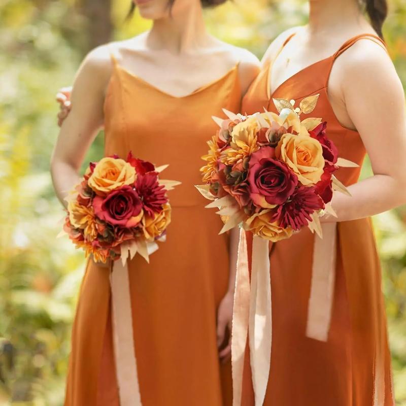 1PCS Boho Terracotta Bouquets Room Decor DIY Silk Artificial Flower Bridal Bouquet for Rustic Wedding Home Floral Centerpieces