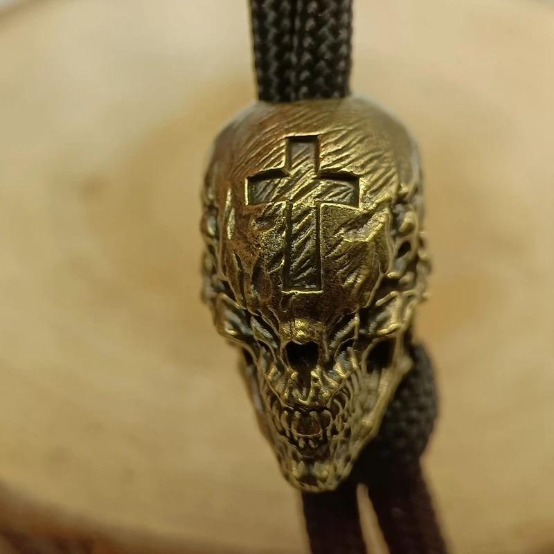 Totenkopf Messing Messerperlen EDC DIY Paracord Gewebte Armbänder Lanyard Anhänger Zubehör Outdoor Werkzeug Anhänger Schmuck