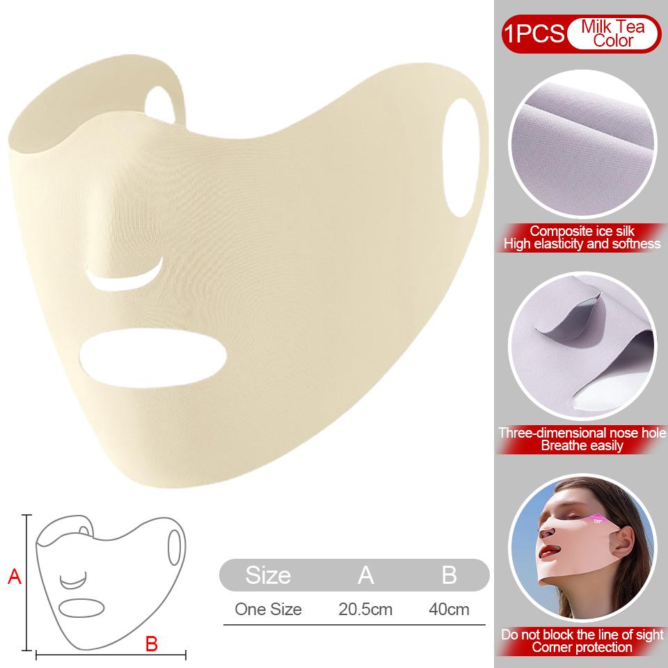 Gobygo 1Pcs Summer Ice Silk Sunscreen Mask Breathable Thin Moisturizing Mask Hanging Ear Type Sun Mask Outdoor Sports Men Women