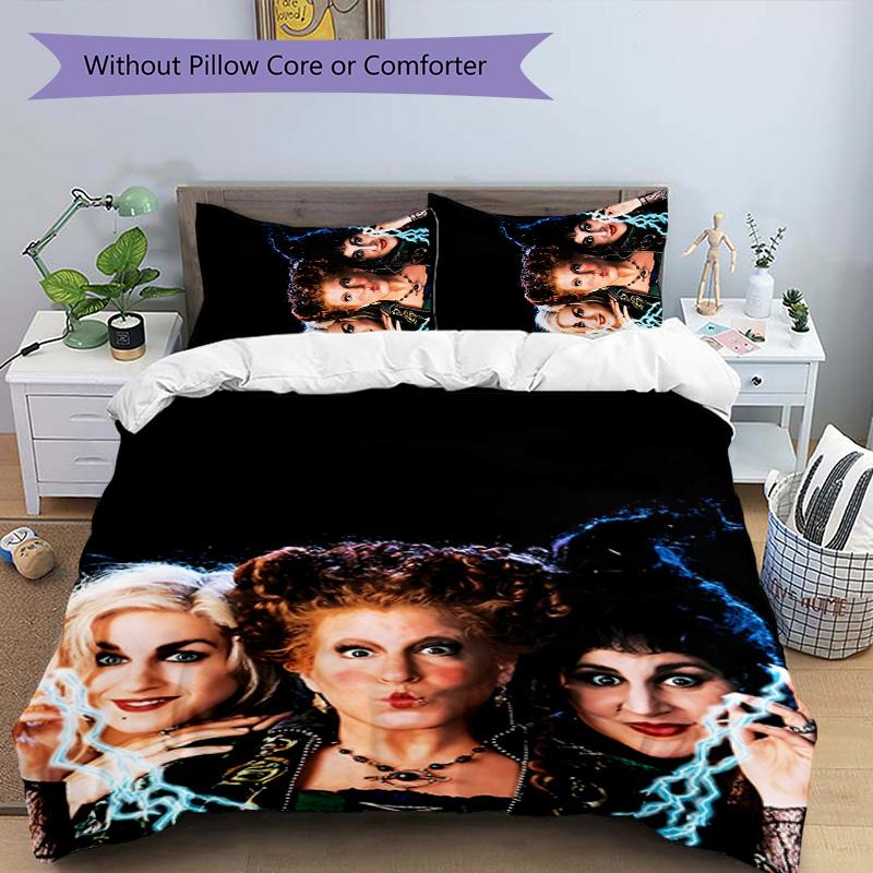 Hocus Pocus 3pcs Bedding Set Duvet Cover Closure Includes 1 Duvet Cover & 2 Pillowcases for All Seasons Bedroom Home Dorm Decor