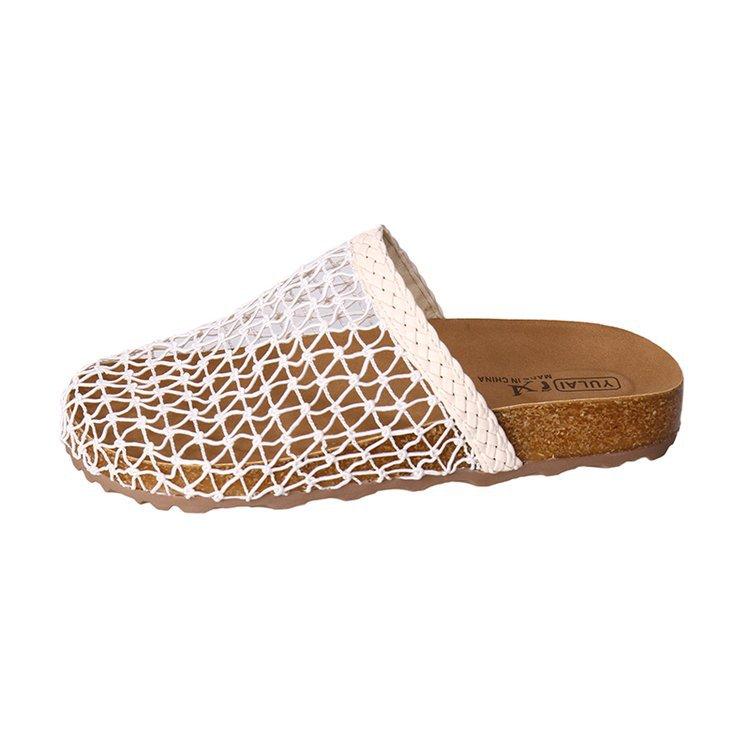 

[Youshilai] 2025 new niche woven hollow slippers mesh wear fishing net bag head sandals women 40