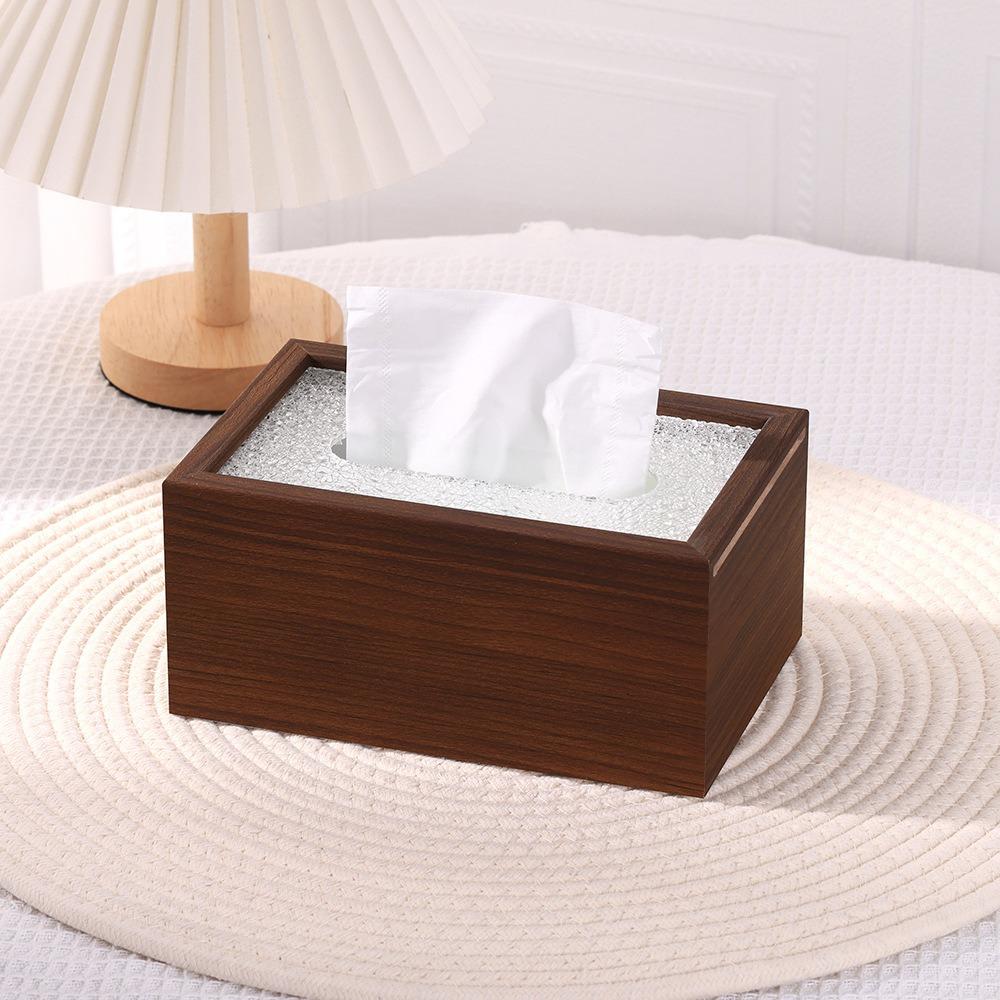 Rectangle Walnut Wood Grain Tissue Box Elegant Napkin Holder Wood Draw Paper Box  Restaurants