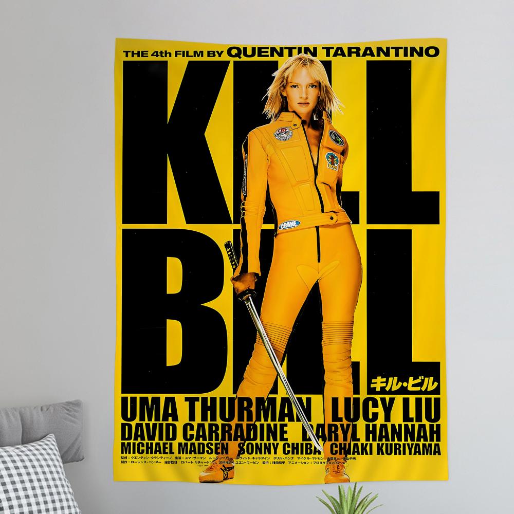 Classic Movie KKill BBill Anime Tapestry Hanging Tarot Hippie Wall Rugs Dorm Wall Hanging Sheets