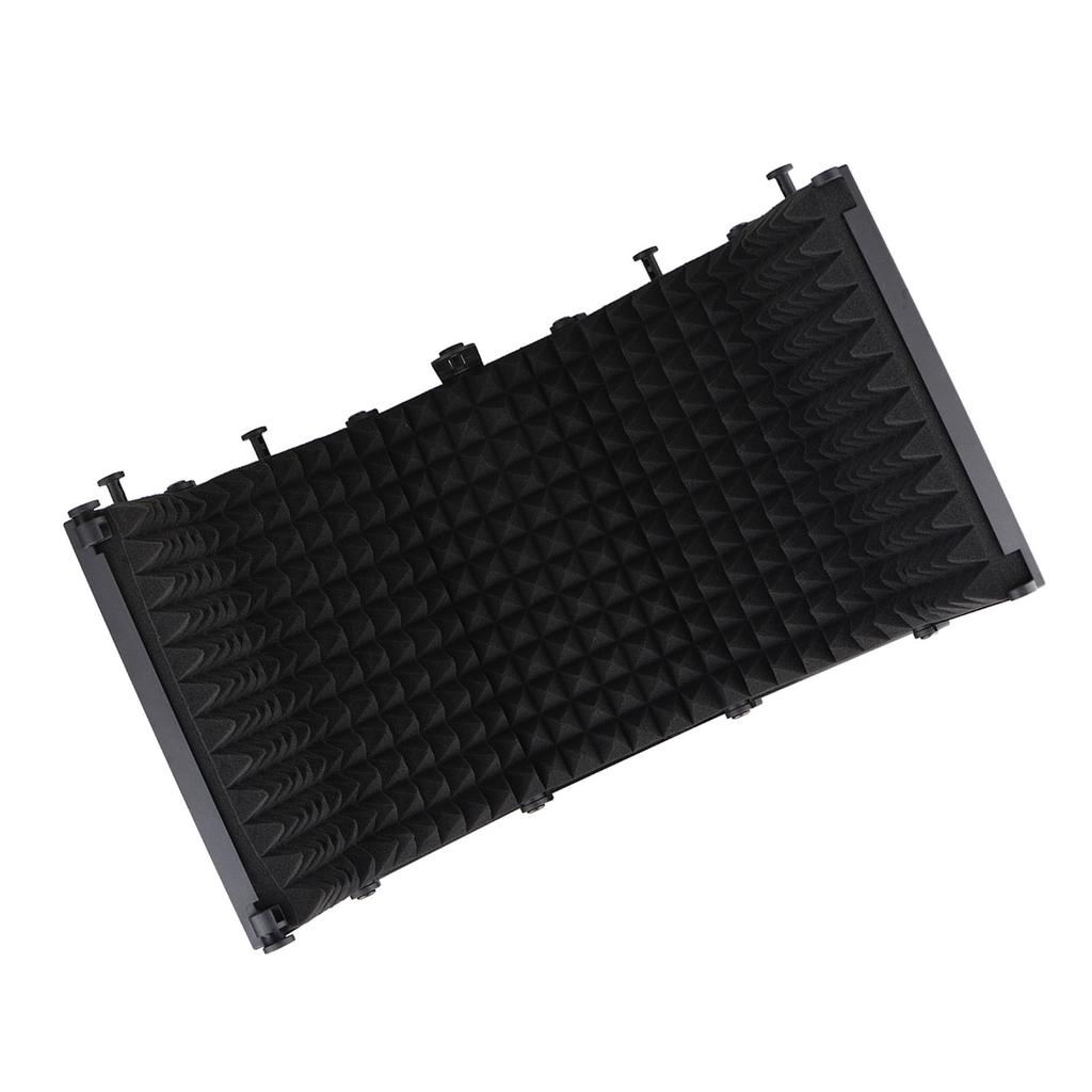 Microphone Isolation Screen Portable 5 Panel Foldable Mic Sound Absorbing Foam Reflector with Desktop Stand for Studio
