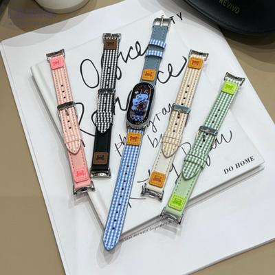 Cute Plaid Bear Patchwork Strap for Xiaomi Smart Band 10 9 8 Pro Winter Bracelet for Redmi Watch 4 5 6 Leather Watchband Accessories