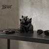 Hugging Cat Statue 3D Printed Black Figurine, Three Geometric Statue, Modern Animal Shape Sculpture for Home Office Bookshelf