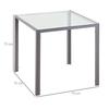 Moderner quadratischer Esstisch für 2-4 Personen, mit Glasplatte & Metallbeinen für Esszimmer, Wohnzimmer, Grau