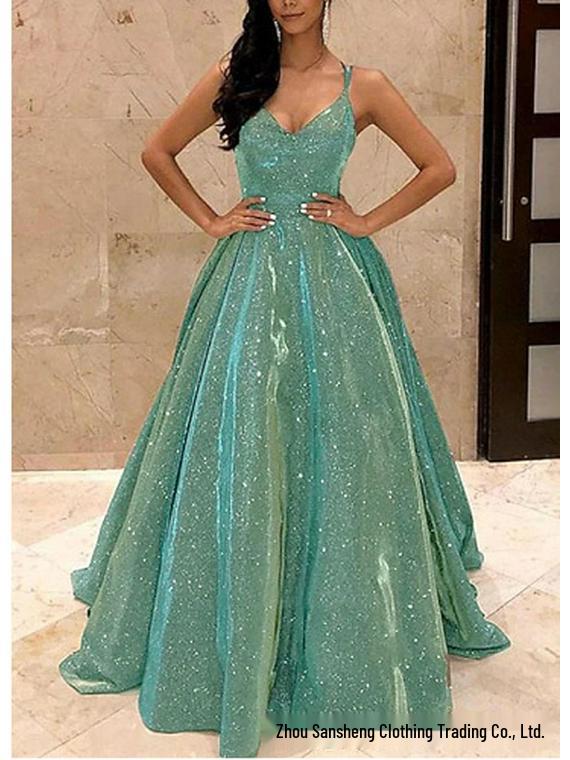 

Елегантна європейська та американська мода, облягаюча довга вечірня сукня з яскравим дизайном M світло-зелений колір