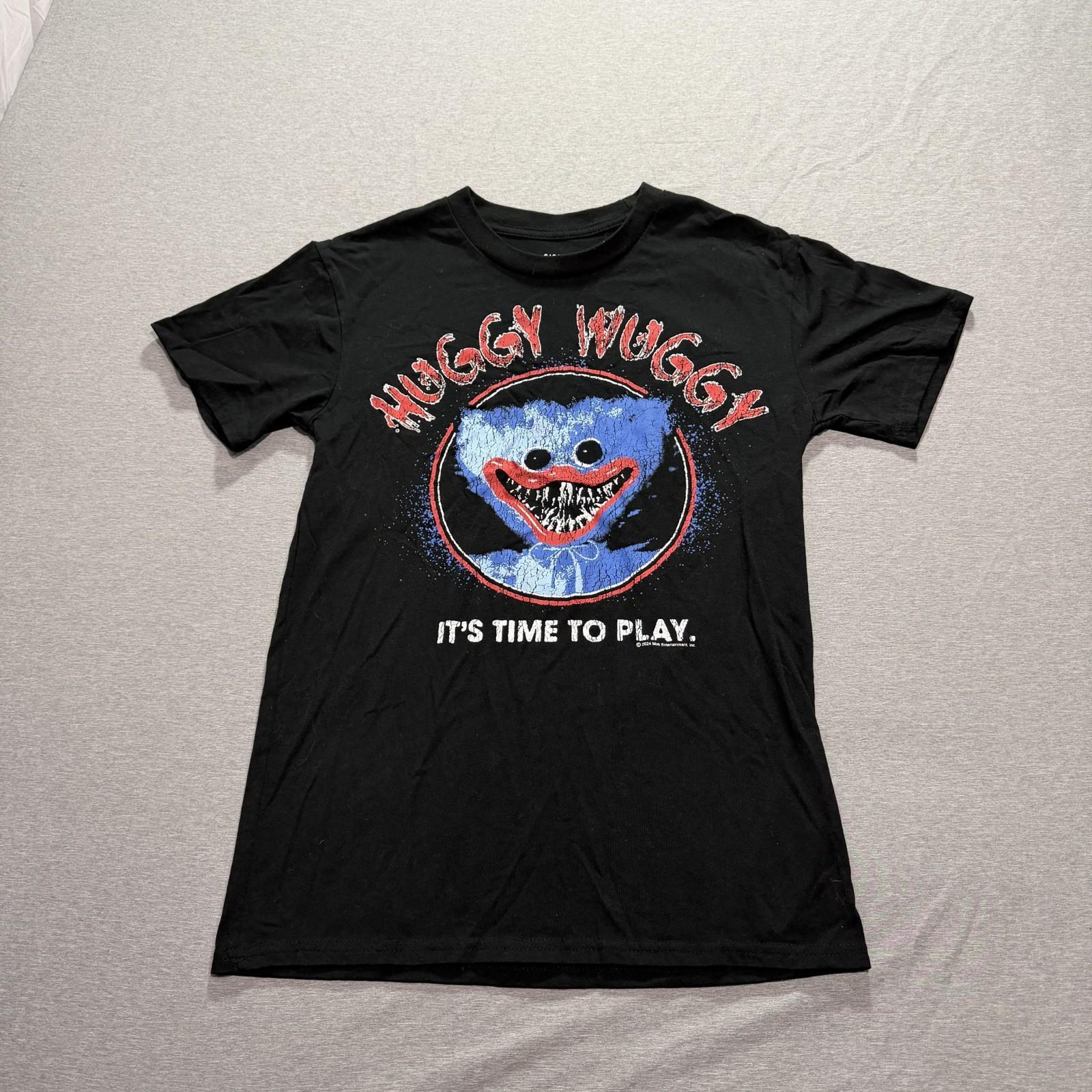 Huggy Wuggy T Shirt Women Small Graphic Print It s Time To Play Lounge Black Tee M