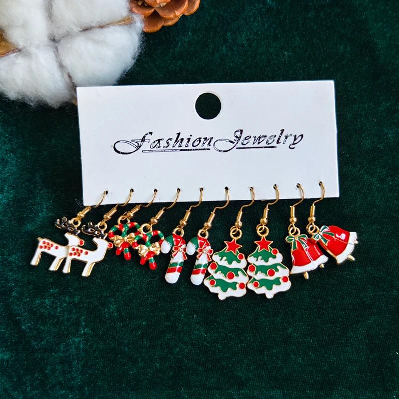 Xiaomi 15Pairs Cute Christmas Earrings Colorful Cartoon Santa Claus Hook Earrings Versatile Style Suitable for Christmas Gifts