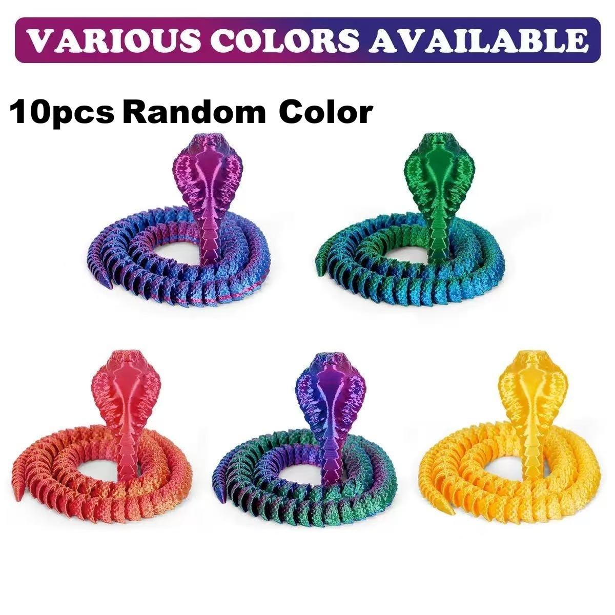 10Pcs Random Color Cobra Statue Car Dashboard Ornament Home Office Desktop Decoration Collectible Figurine Birthday Christmas 10pcs
