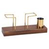Napkin Holder with Stainless Steel Toothpick Holder Wood Decorative Base and Metal Wire Design Tissue Dispenser For
