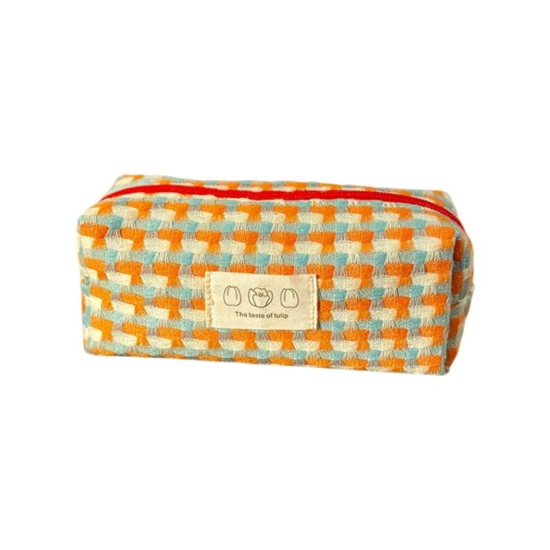 Woven Fabric Pencil Case Large Capacity Pencil Bag Multipurpose Pen Pouches for Students Women School Office Daily Use