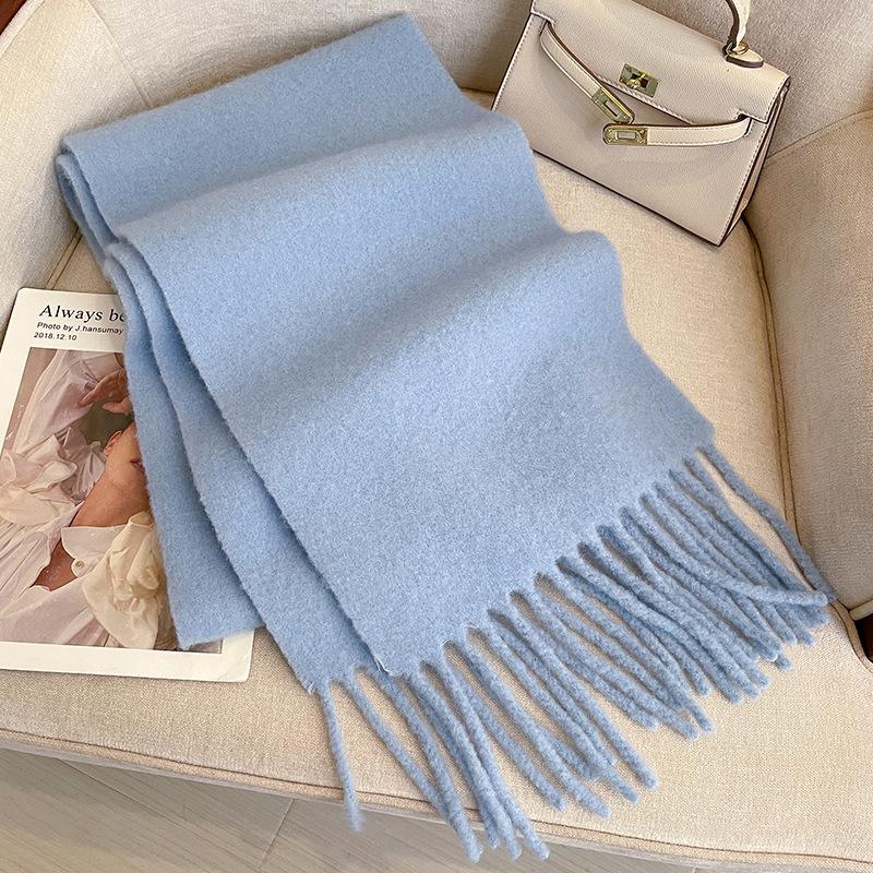 Australia Wool Winter Scarf For Women Long Warm Cashmere Scarves Hijab Solid Lady Shawl Wrap Female Pashmina Bandana Head Scarf