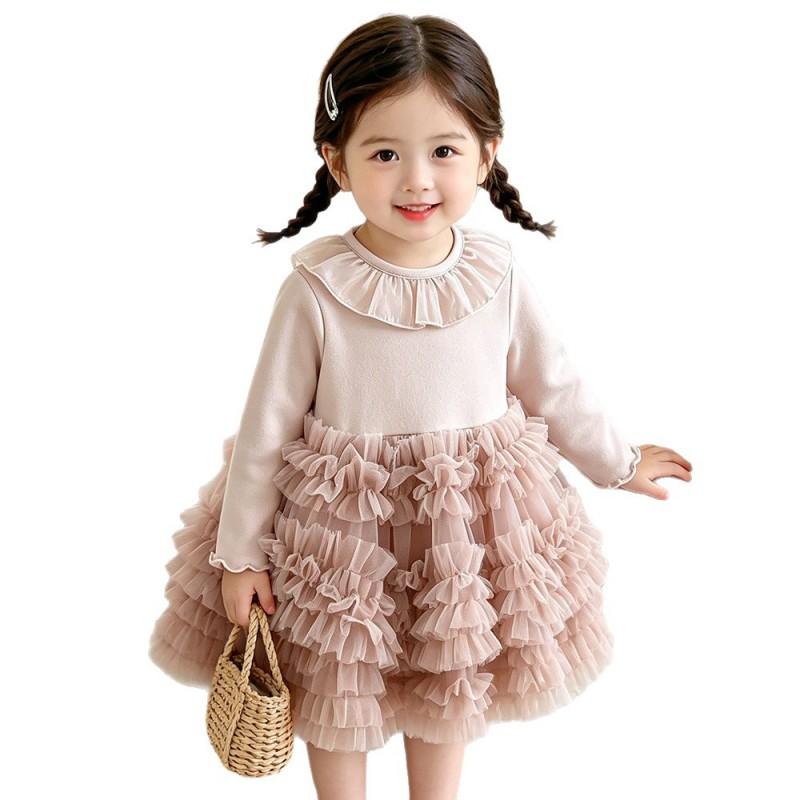 Baby Girls Princess Dress 2026 Solid Color Ruffle Cake Tutu Toddler