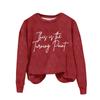 Ladies Fashion Casual Long Sleeve Printed Round Neck  Pullover Top