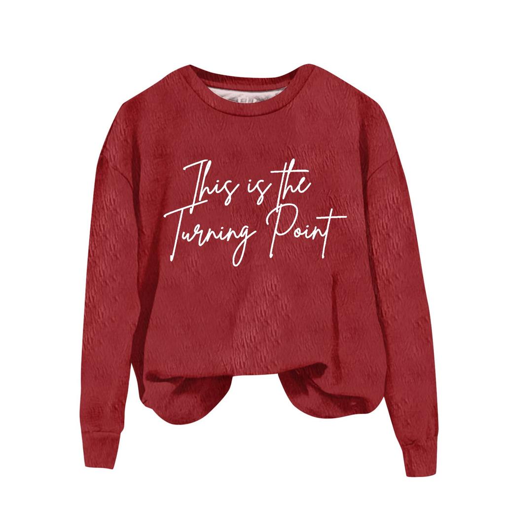 Ladies Fashion Casual Long Sleeve Printed Round Neck  Pullover Top