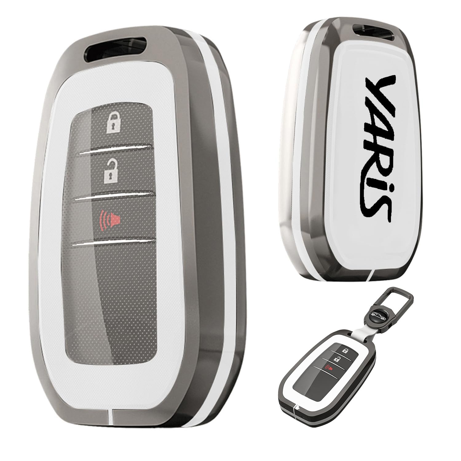 

Yamlten Yaris Key TPU Assembled Key Zinc Yaris Car Key and White Case, Case, Metal, Holder, Lightweight, Waterproof, Stain-Resistant, Non-Slip, белый