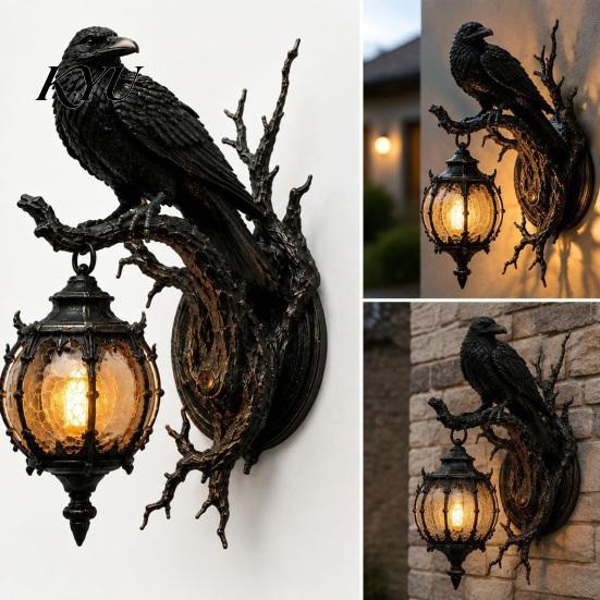 Fein geschnitzte Wandleuchten für Schlafzimmer-Dekor Vintage Krähe auf Ast Lampe, Gotischer Drachen Wandleuchter Einzigartig Kreativ Innen Haus Wohnzimmer Schlafzimmer,