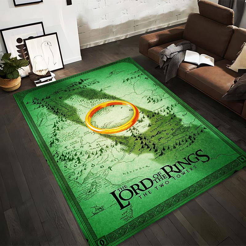 

The Lord of the Rings Map Carpet with One Ring Design Green Themed Suitable for use as an anti-slip for living room bedroom sofas 40x60cm( 15x23in )