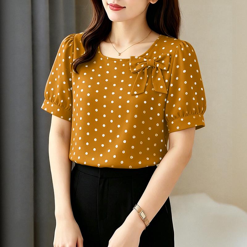 ZANZEA Women Elegant Polka Dot Print Casual Square Collar Short Sleeve Blouse S