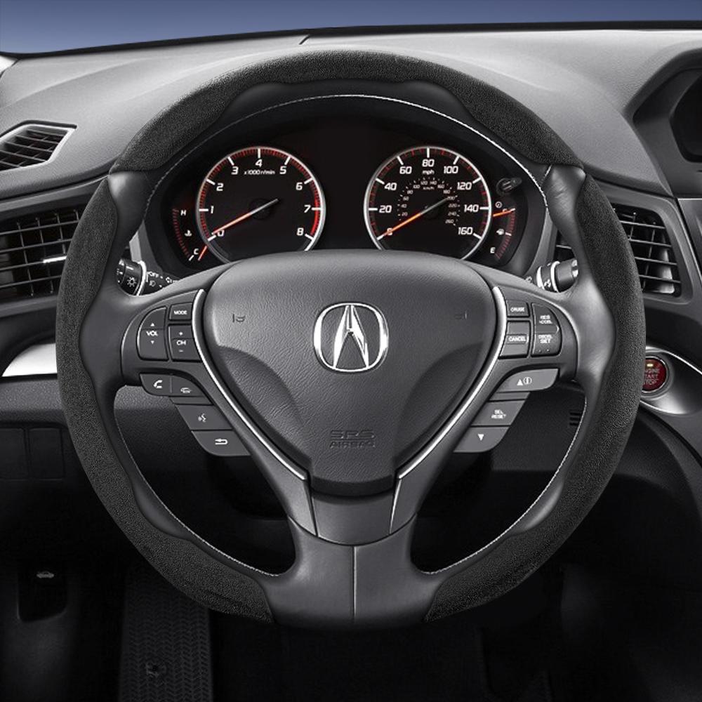 bpzsw1 Suitable for Acura Sports Suede Steering Wheel Cover, Split Snap-On Style, Non-Slip and Durable, for Models Like Mdx, Rdx, Integra, Zdx, Adx,