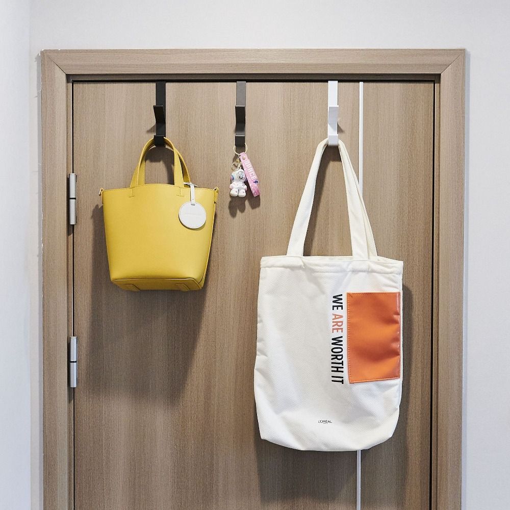 Punch Free Door Back Hook Stainless Steel Clothes Hanger New Door Back Storage Rack