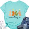 Casual Loose short sleeve Tshirt 1964 vintage printed Summer Ladies O neck fashion top
