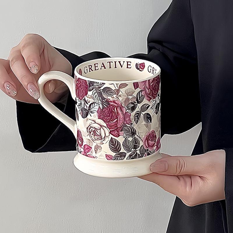 Creative Flower Shape American High Foot Coffee Cup Commercial Household Italian Coffee Pull Up Cup Ceramic Cup