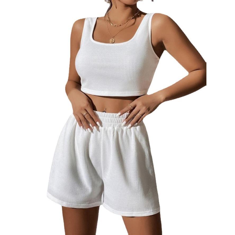 YYFS Women's Fashion Casual Summer Spring Solid Color Print Sleeveless U-Neck Trousers Pants Suits