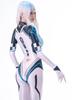 Sexy Full Body Tights with Back Smooth and Shiny Dance Tights for Cosplay LOST-G Gloves, Zipper, (Size L, WHITE)