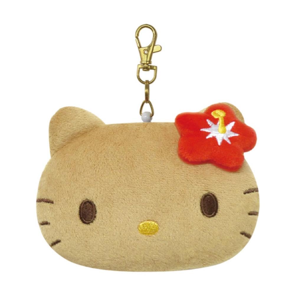 K Company Hello Kitty Face Pass Case Hibiscus H10 x W13 x (Suntan Series) KTHI-PC-HA D4.7cm