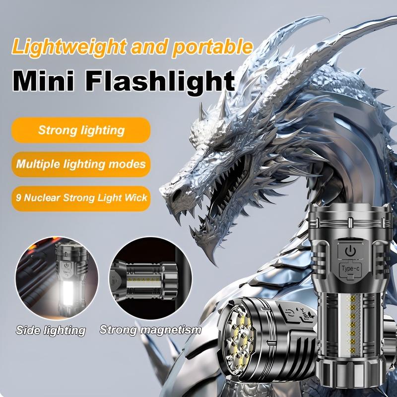 Strong Magnetic Flashlight High Power LED Flashlight USB Rechargeable COB Waterproof Portable Mini Lighting Lamp Camping Flash